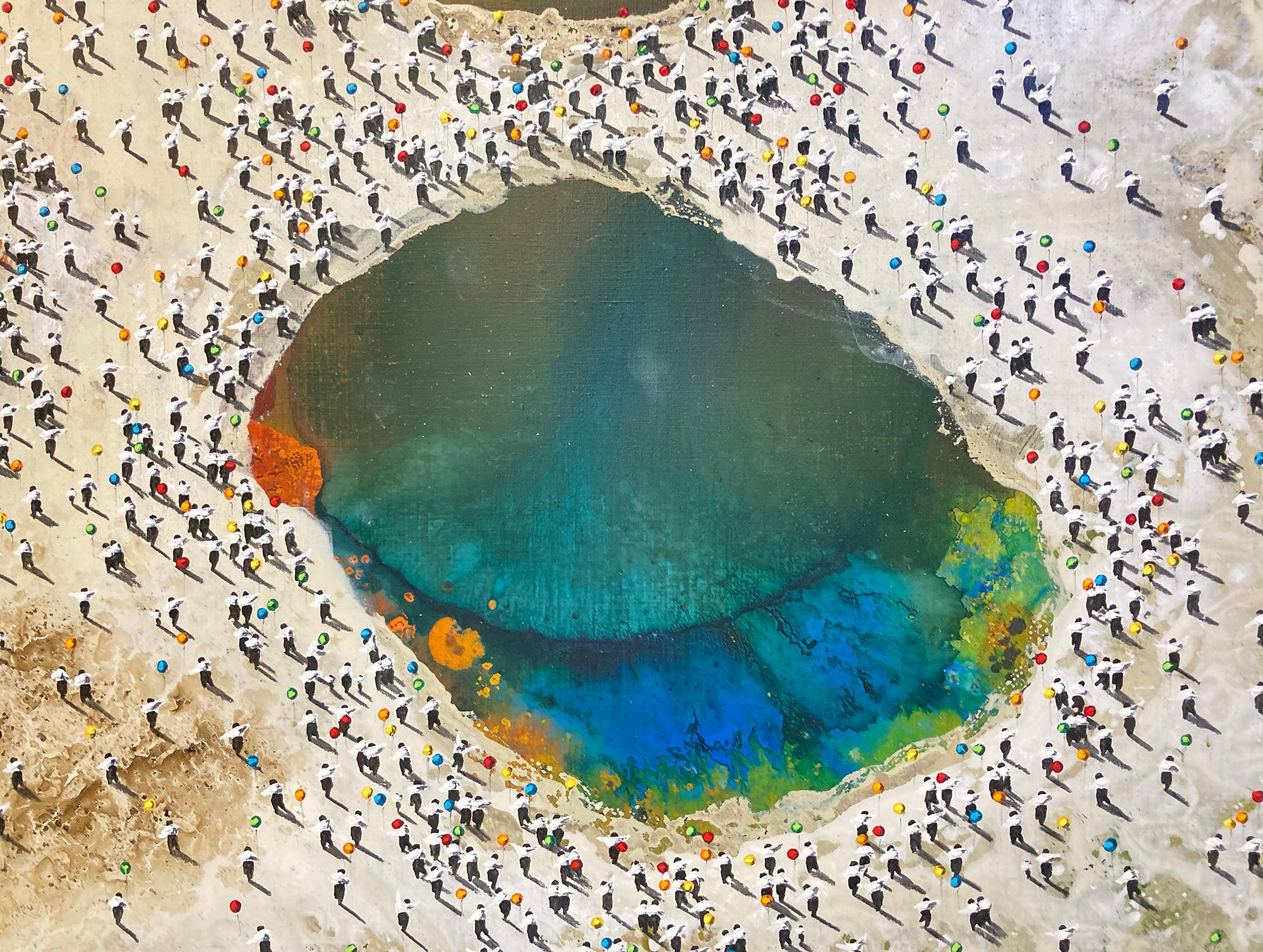Hiru Zulo, Tecnica mista su tela - Abstract Painting Marrone di Alberto Letamendi