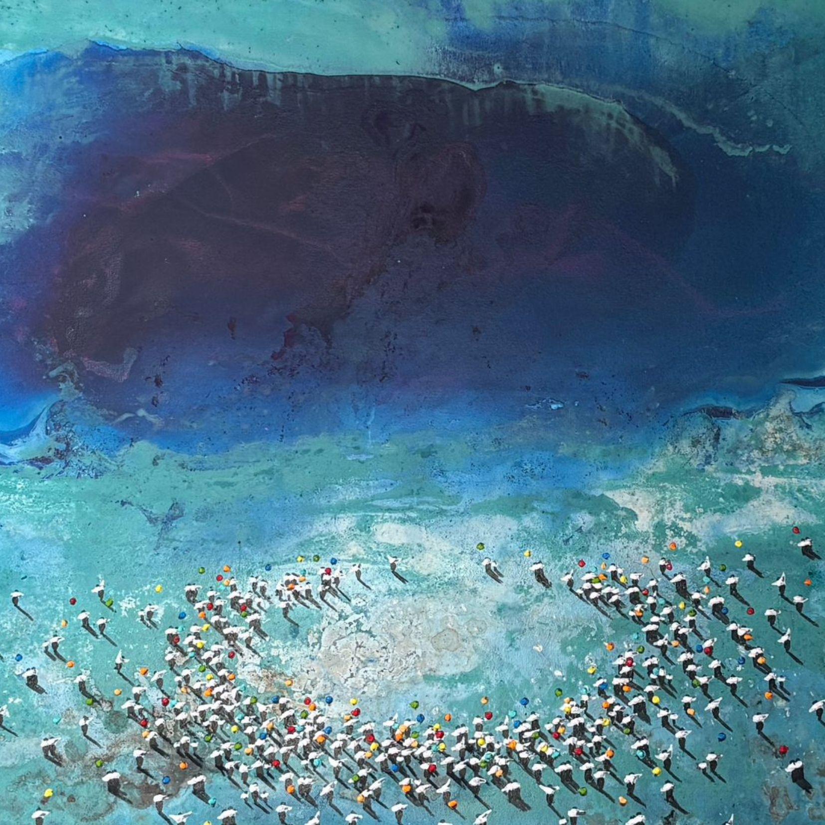 Hurbilektat V (Approaching) - Blue Landscape Painting by Alberto Letamendi