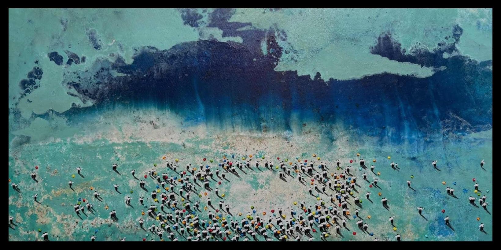 Hurbilketak VI (Blau), Figurative Painting, von Alberto Letamendi