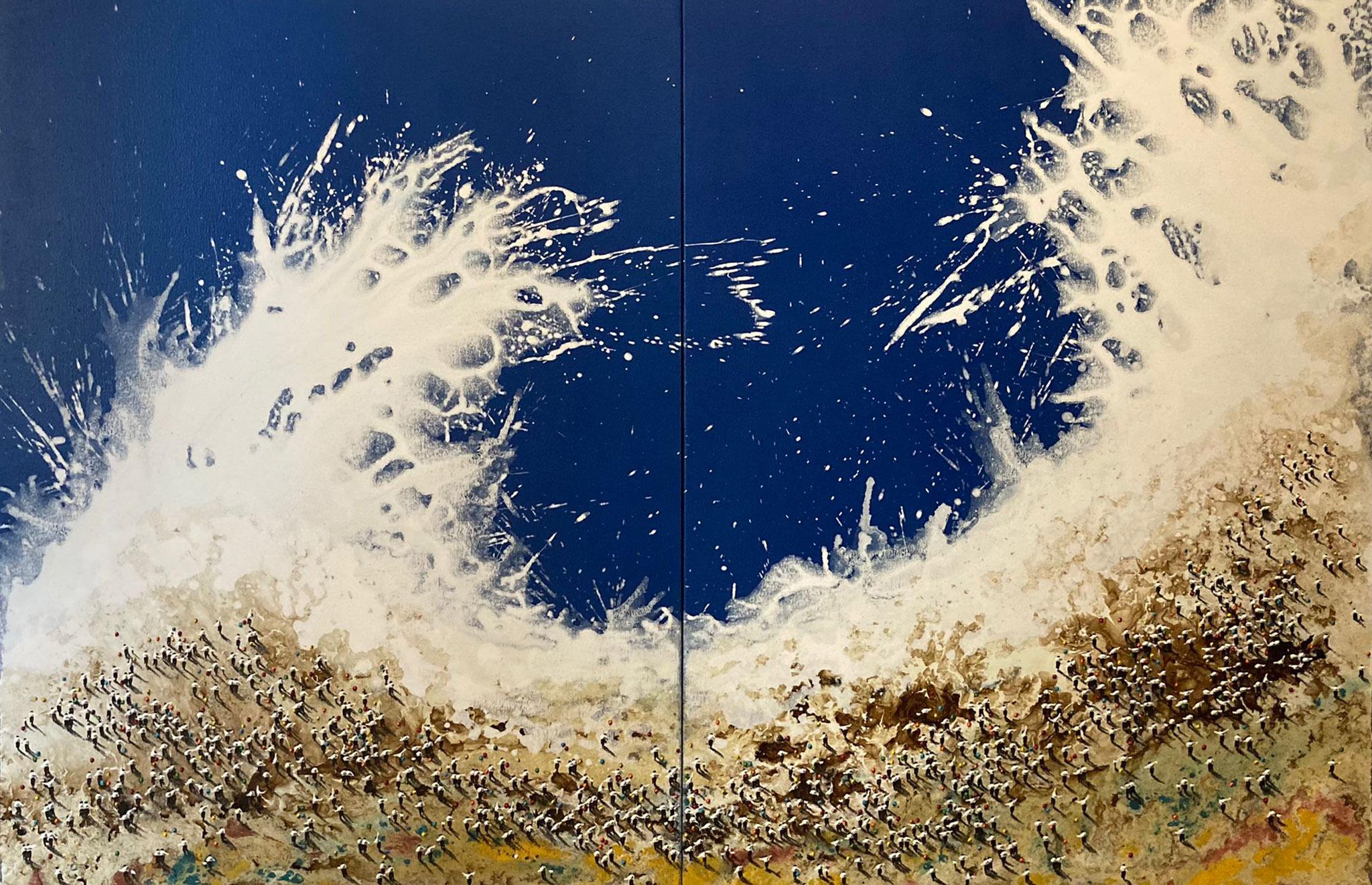 Alberto Letamendi Abstract Painting - 'Kantauri Itsasoa VI - Cantabrian Sea' Diptych, Mixed Media on Canvas