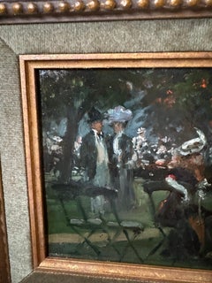 Impressionist des 19. Jahrhunderts Elegante Figuren in einer Pariser oder Londoner Parklandschaft