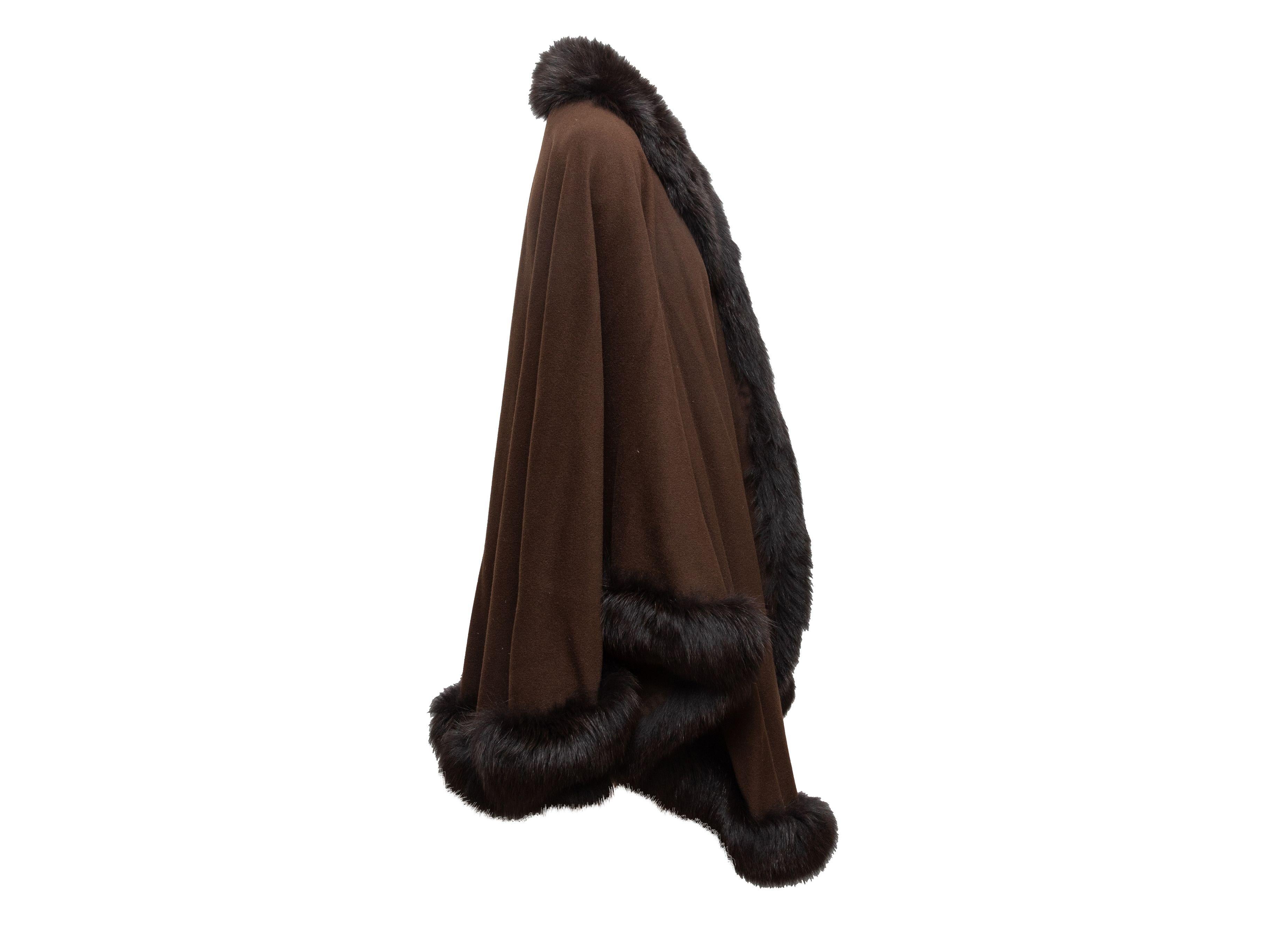 Alberto Makali Brown Fur-Trimmed Wool Cape 1