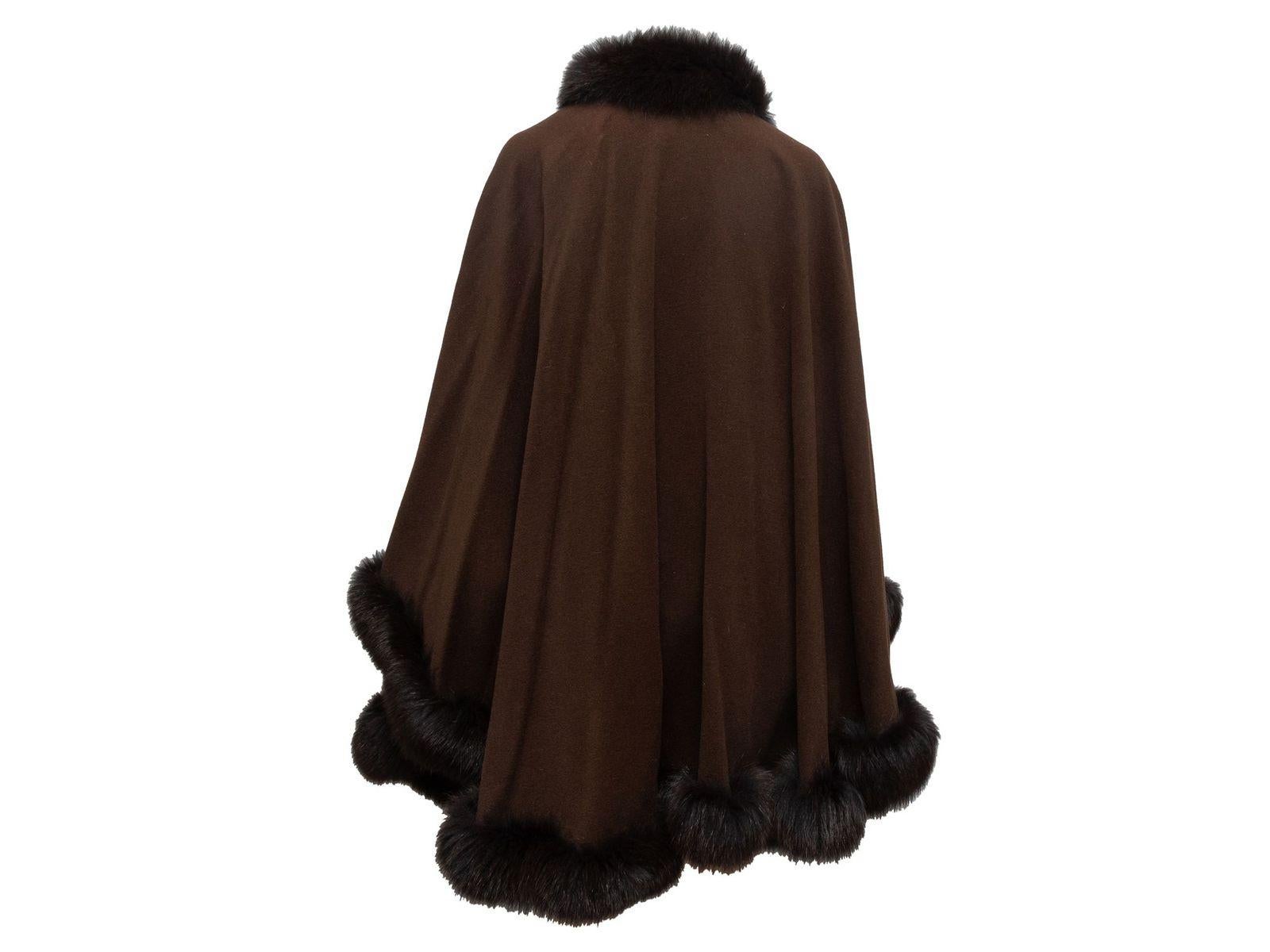 Alberto Makali Brown Fur-Trimmed Wool Cape 2