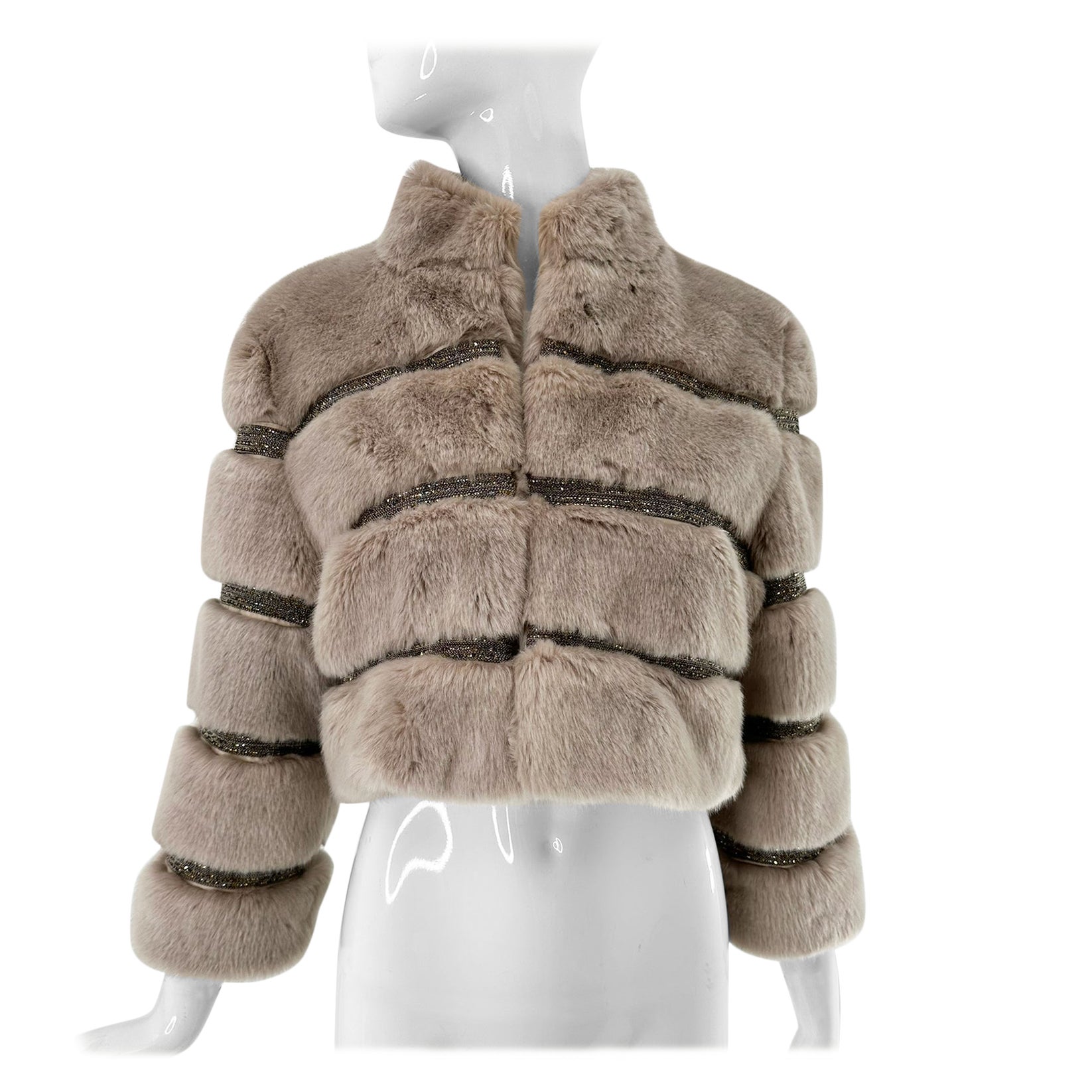 Alberto Makali Silber/Gold Kunstpelz mit Metallic Silber
Gold Borte Jacke LG.