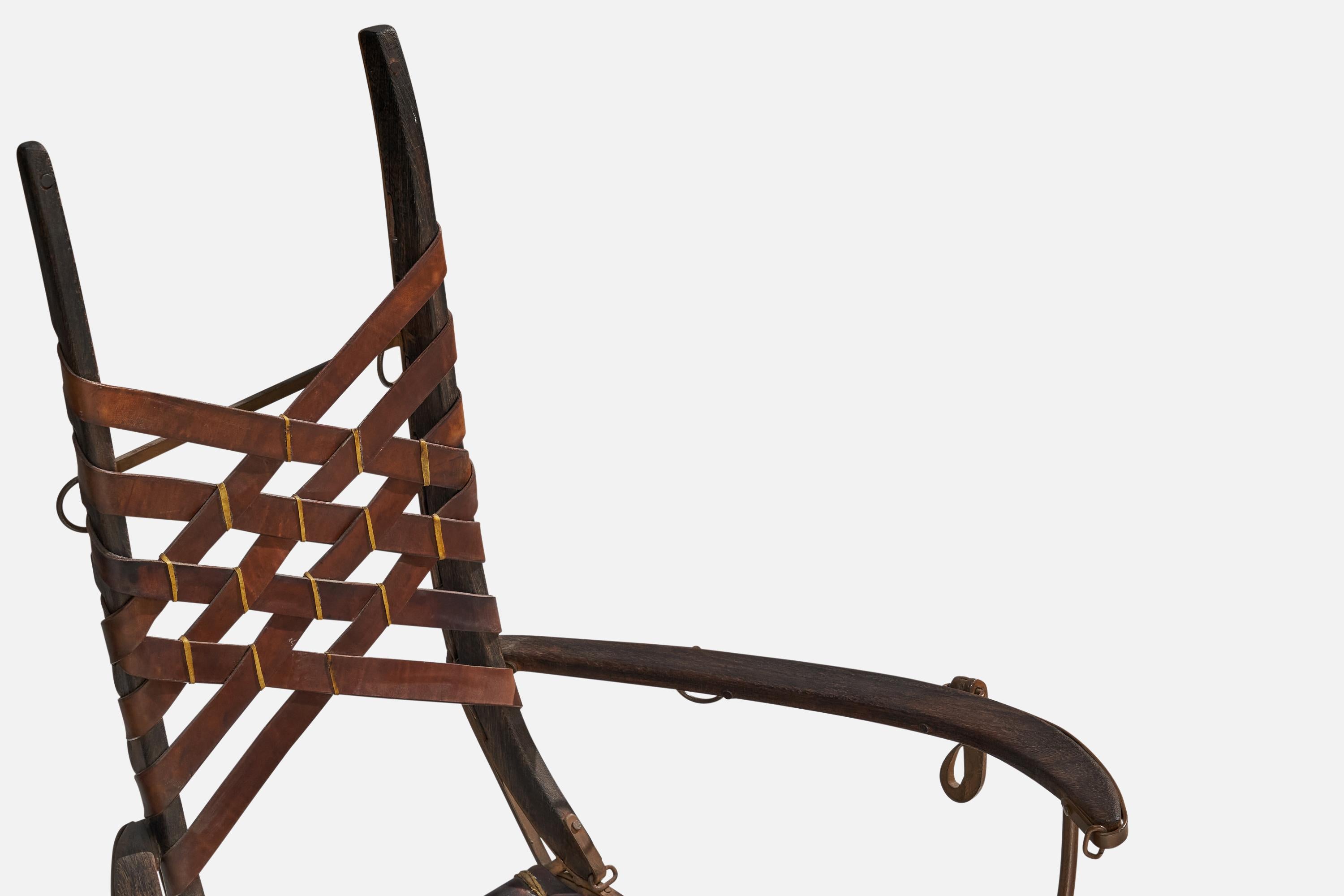 Alberto Marconetti, Dining Chairs, Iron, Oak, Leather, Italy, 1960s 2
