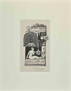 Ex Libris  - Chimica - Gravure d'Alberto Martini - Milieu du XXe siècle