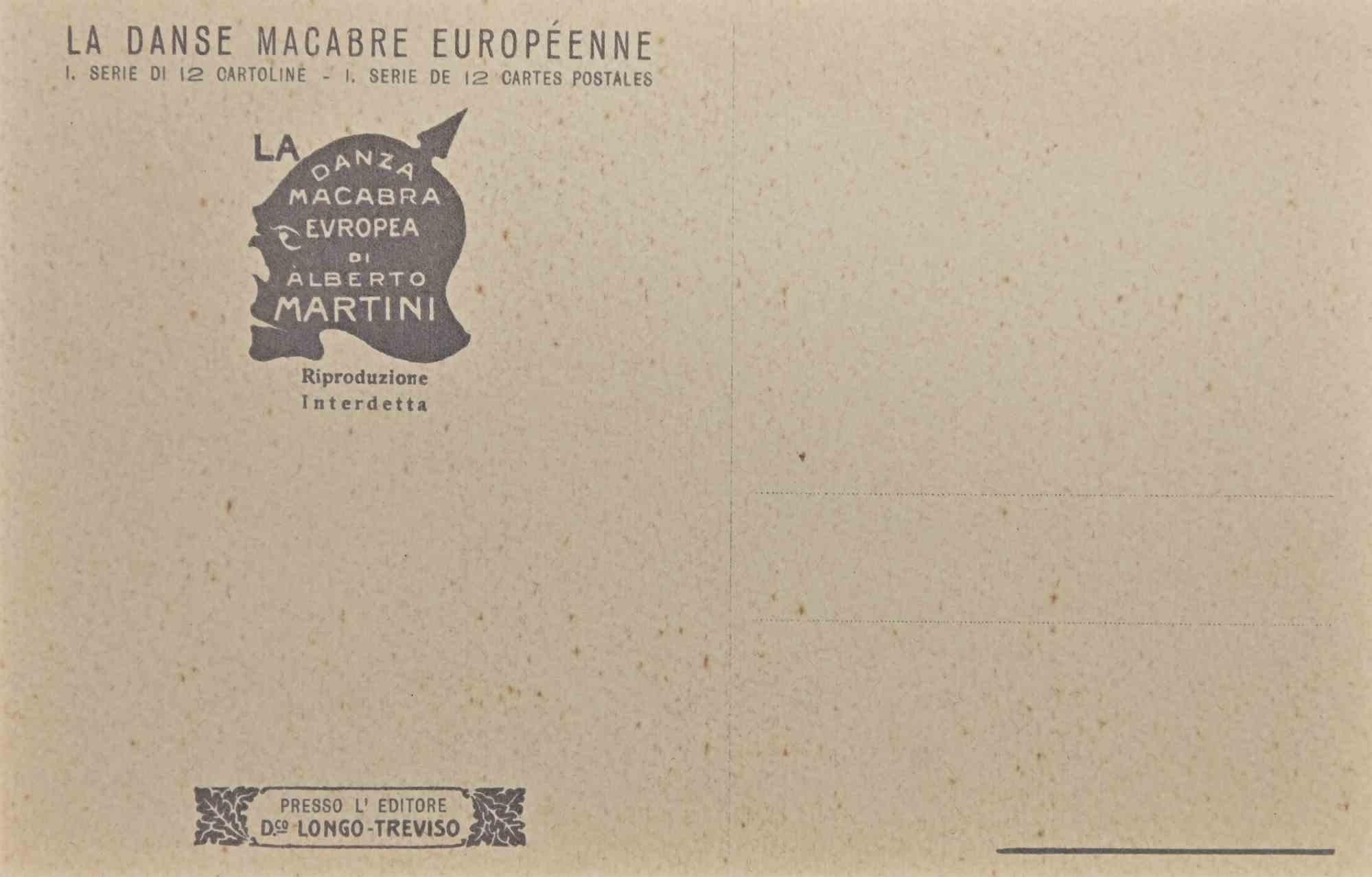 La Danza Macabra Europea N.1  - Litografía de A. Martini - 1915 - Print de Alberto Martini
