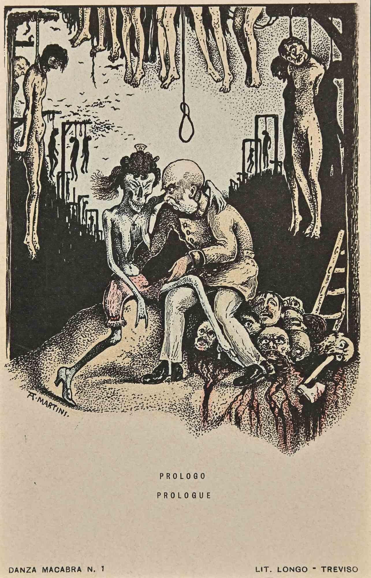 La Danza Macabra Europea N.1  - Litografía de A. Martini - 1915