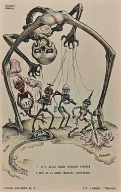 Der europäische Macabre-Tänzer N.2  Lithographie von A. Martini – 1915