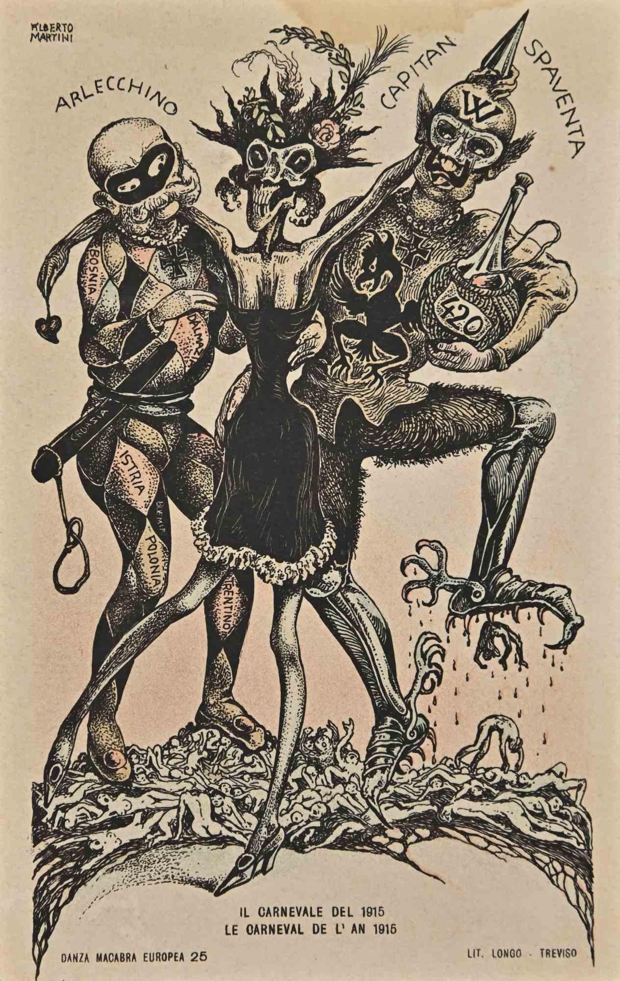 The European Macabre Dance n.25 - Lithograph by A. Martini - 1915