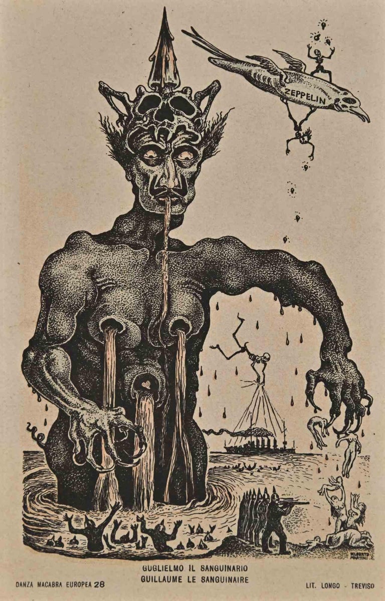 Alberto Martini The European Macabre Dance N.28 Lithograph by A