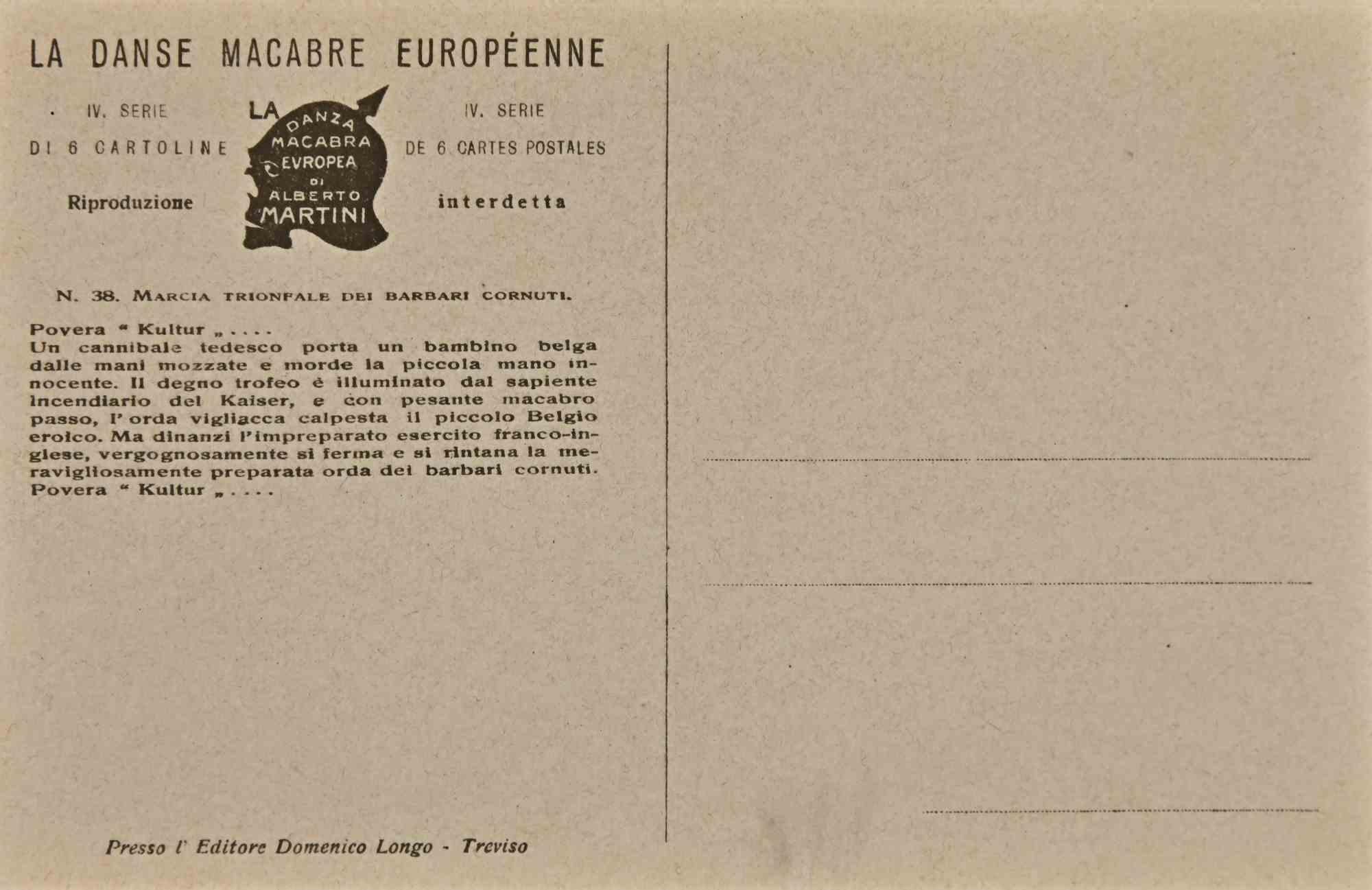 The European Macabre Dance N.38  - Lithograph by A. Martini - 1915 - Print by Alberto Martini