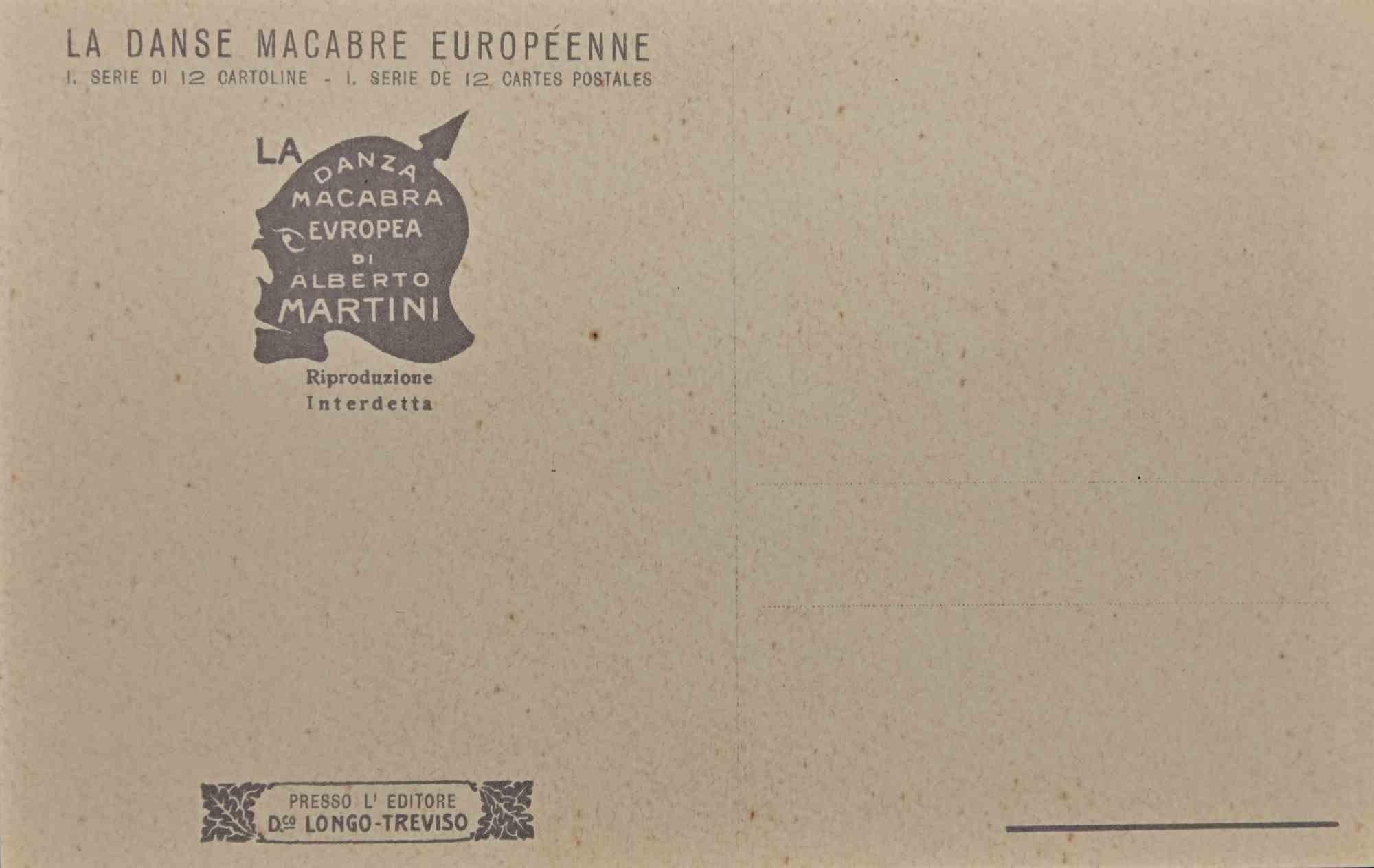The European Macabre Dance N.6  - Lithograph by A. Martini - 1915 - Print by Alberto Martini