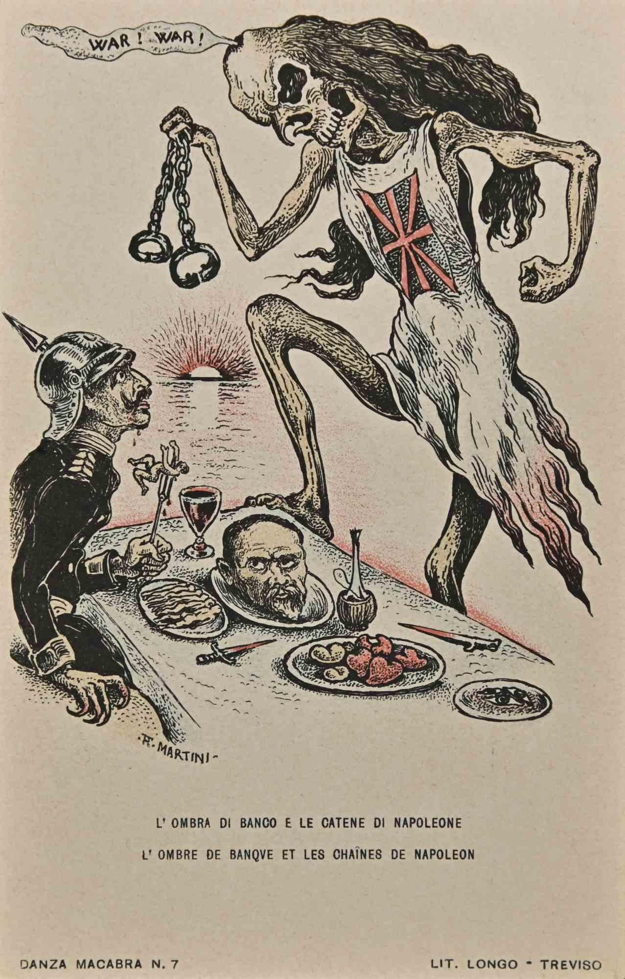 Figurative Print de Alberto Martini - La Danza Macabra Europea N.7  - Litografía de A. Martini - 1915