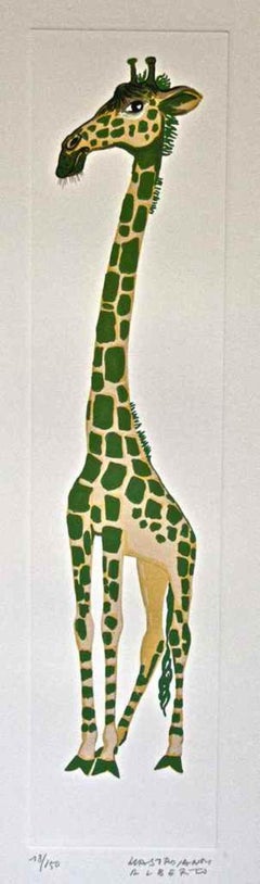 BUNDLE OF 3 Lithograph Giraffe, Monkey, Gazelle by Alberto Mastroianni - 1970s