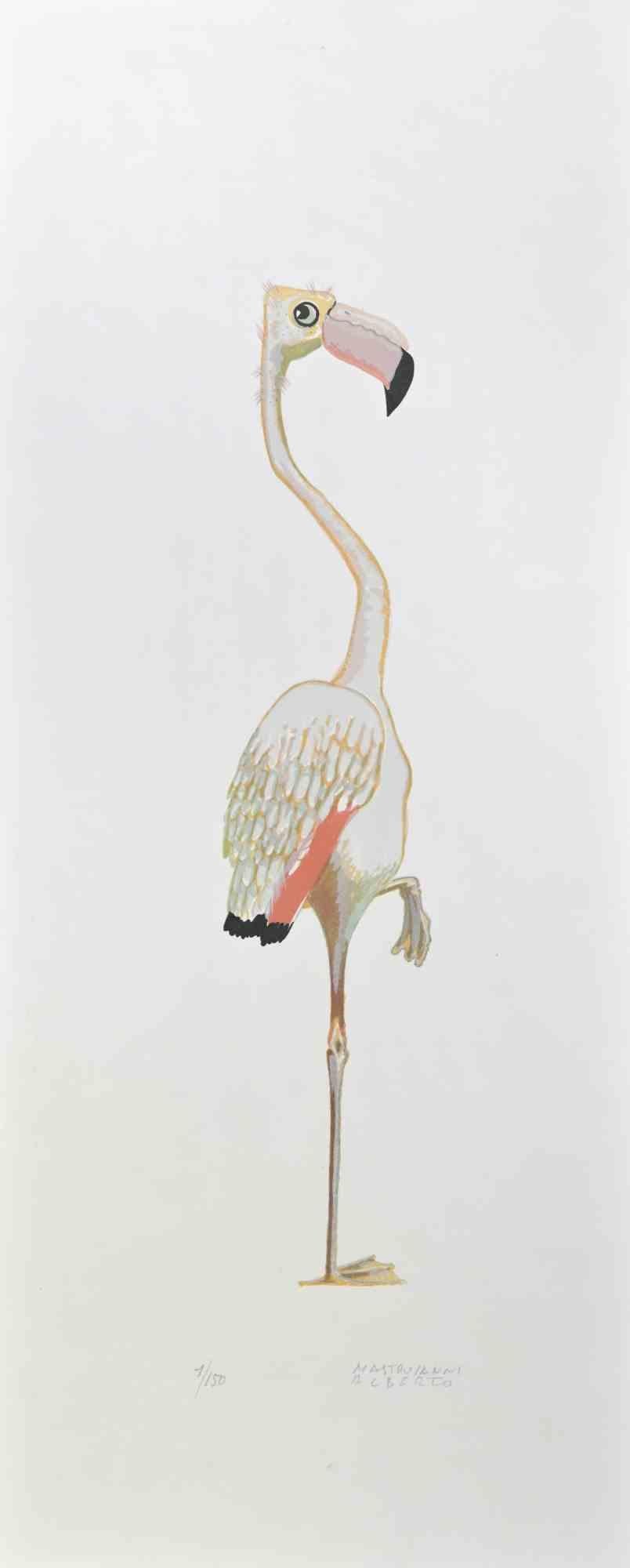 Flamingo – Lithographie von Alberto Mastroianni – 1970er Jahre