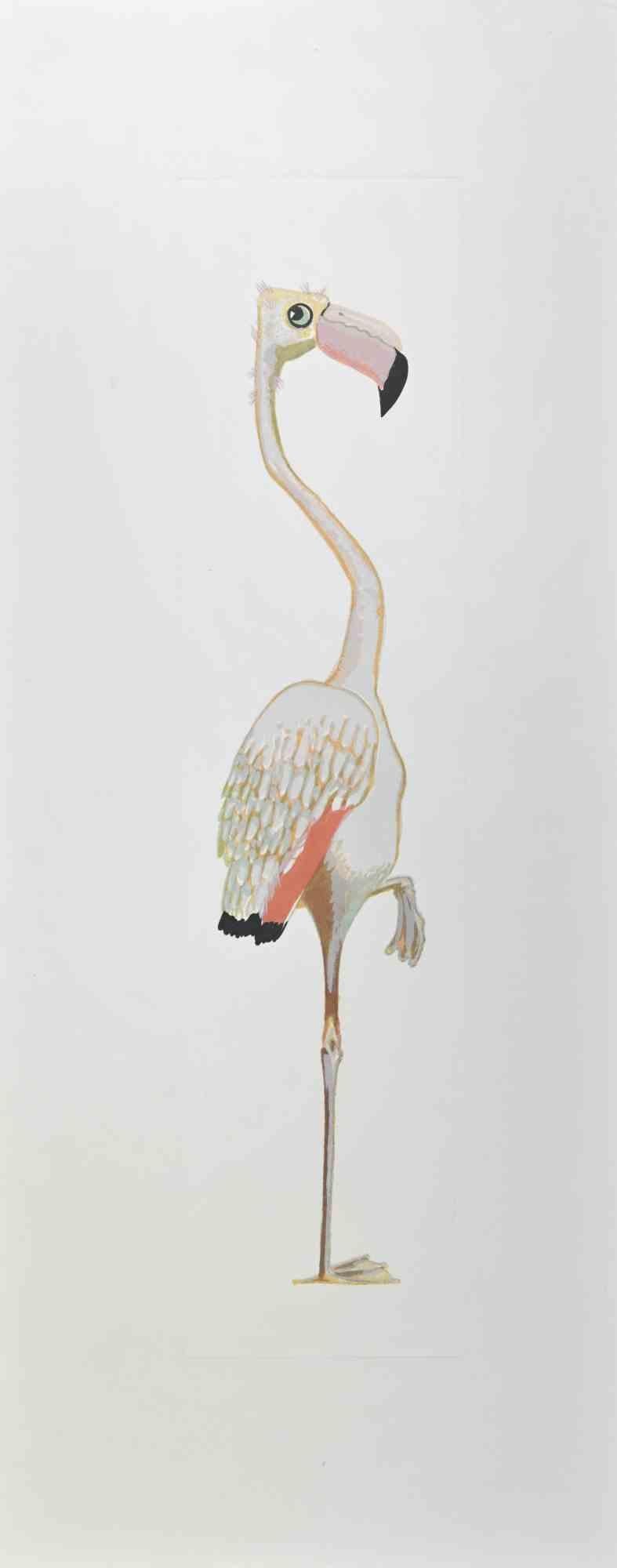 Flamingo is a lithograph realized by Alberto Mastroianni in the 1970s. 

The artwork represents an interesting pink flamingo, a combination of fantasy and realism.

The artist's efforts indicate the perfect applying of aesthetic features.