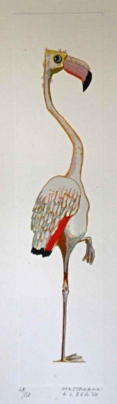 Flamingo - Original Lithograph by Alberto Mastroianni - 1970s