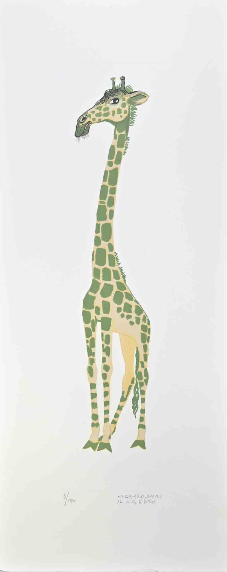 Girafe es una litografía realizada por Alberto Mastroianni en la década de 1970.

Firmado a mano en el margen inferior derecho. Numerado a lápiz en el margen inferior. .

La obra representa una interesante girafe verde, una combinación de fantasía y