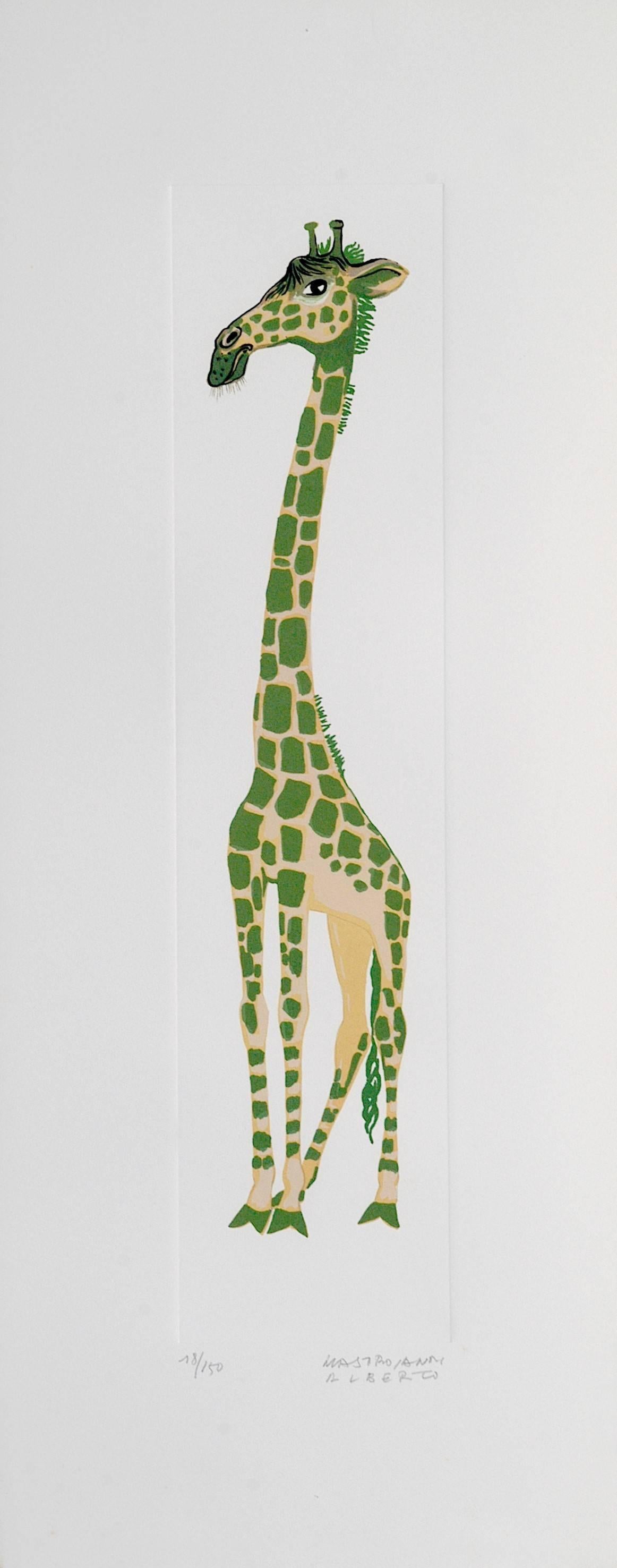 Giraffe - Original Lithograph by A. Mastroianni - 1970s