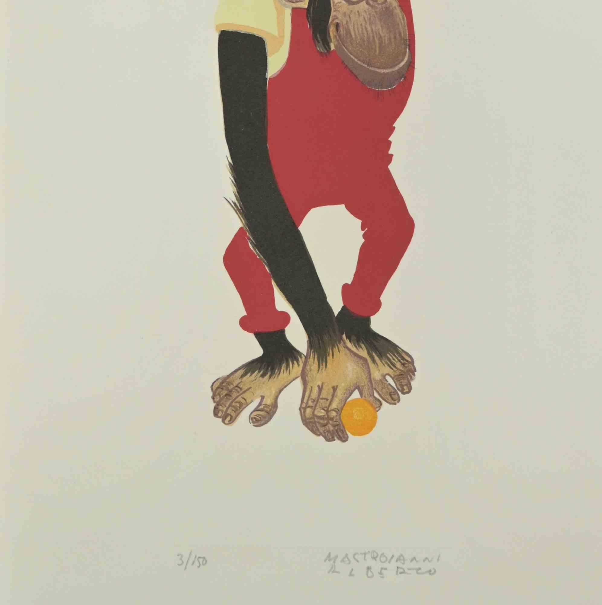 Scimmia - Litografia di Alberto Mastroianni - Anni '70 in vendita 1