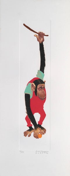 Monkey - Original Lithograph by Alberto Mastroianni - 1970 ca.