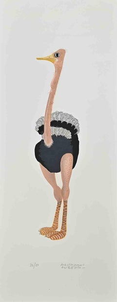 Ostrich - Lithograph by Alberto Mastroianni - 1970s