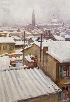 Paris Rooftops, Early 20th Century Watercolour