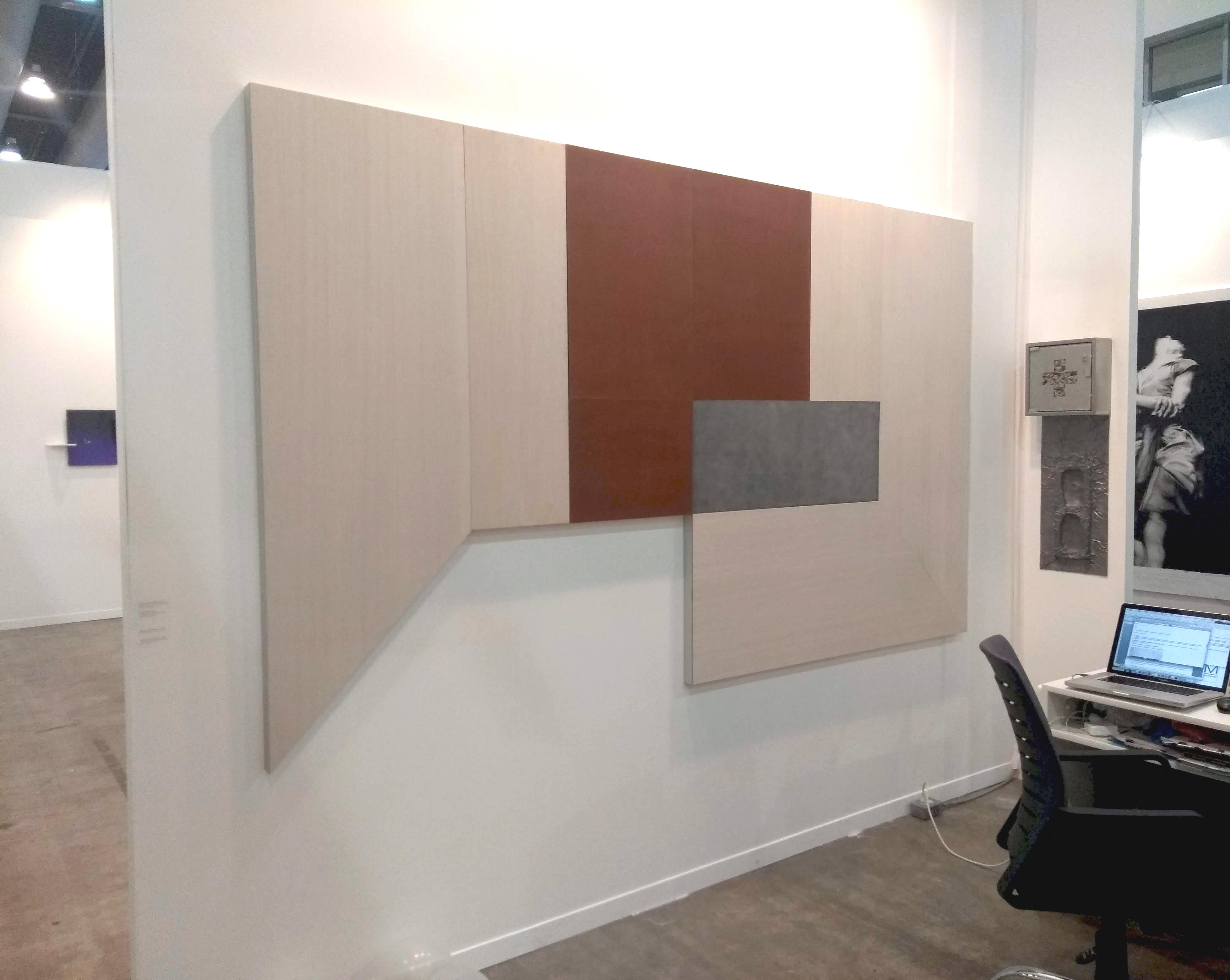 Egyptian wood laminate, steel and lead on wood mounted on an aluminum base. 
Exhibited at the International Art Fair, Zona Maco 2019 in Mexico City.
