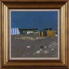 Open Air Cafe, A Beach Landscape by Alberto Morrocco Modern 20th Century