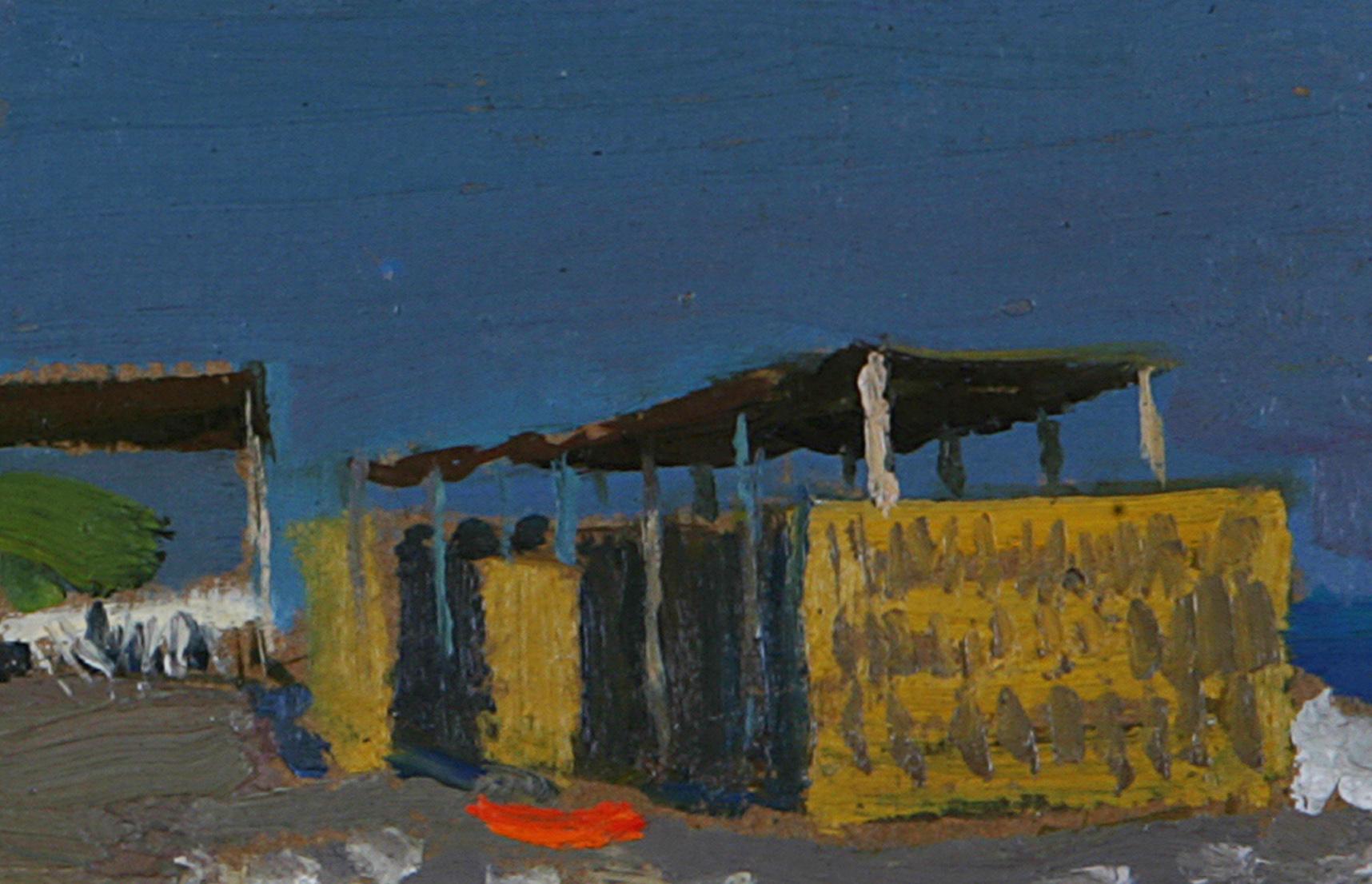Open Air Cafe, A Beach Landscape by Alberto Morrocco Modern 20th Century For Sale 1
