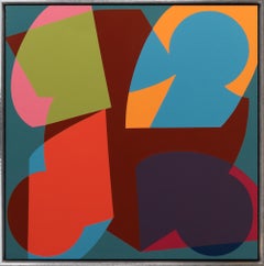 Abstraktes Gemälde „Motion I“ mit sich überlappenden Formen und Farben