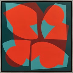 "Polvo Rojo" Pintura Abstracta con Formas Superpuestas y Grandes Luces y Sombras