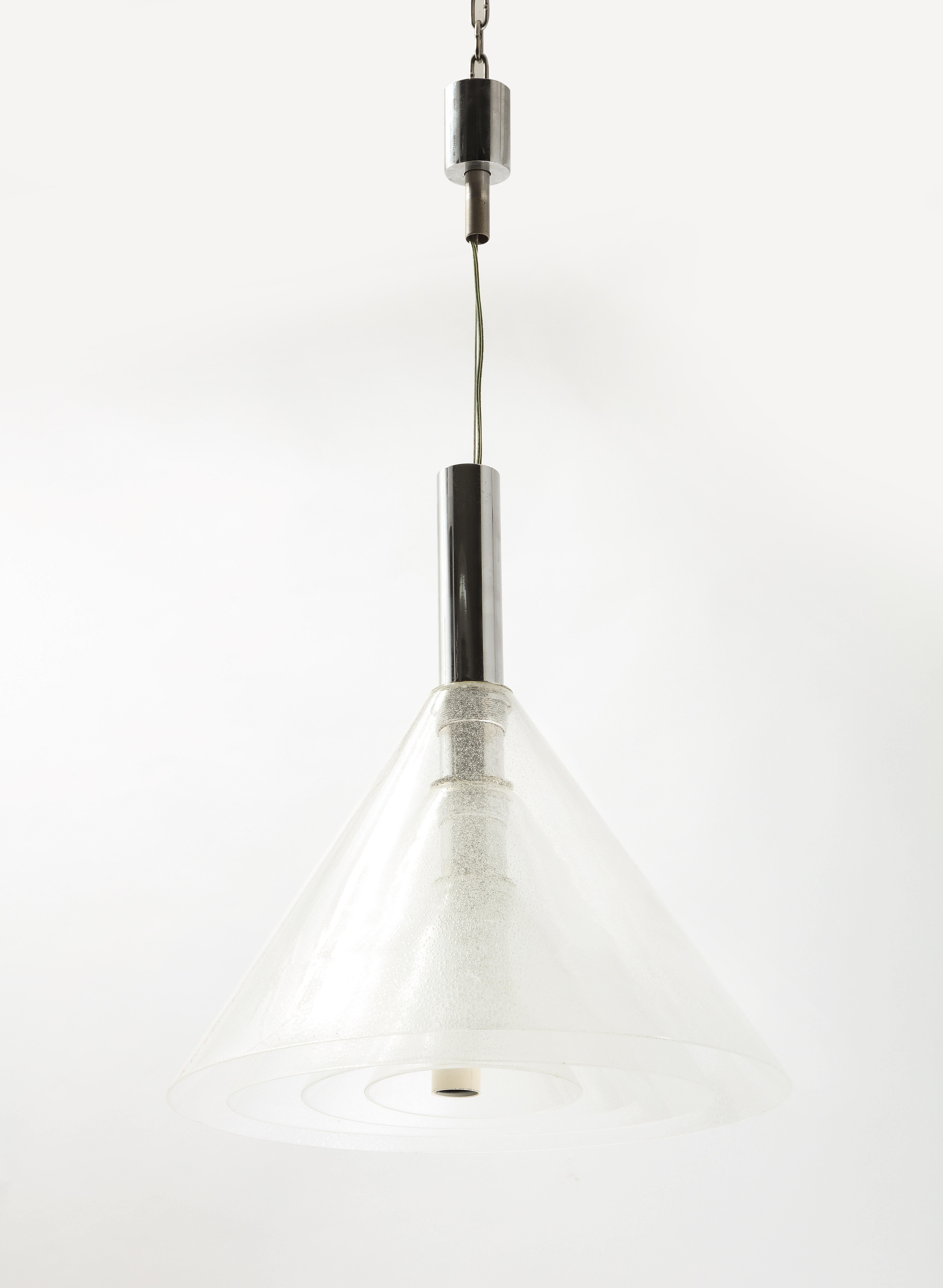 20th Century Alberto Nason Murano Glass Layered Concentric Cone Pendant, Italy 1970's For Sale