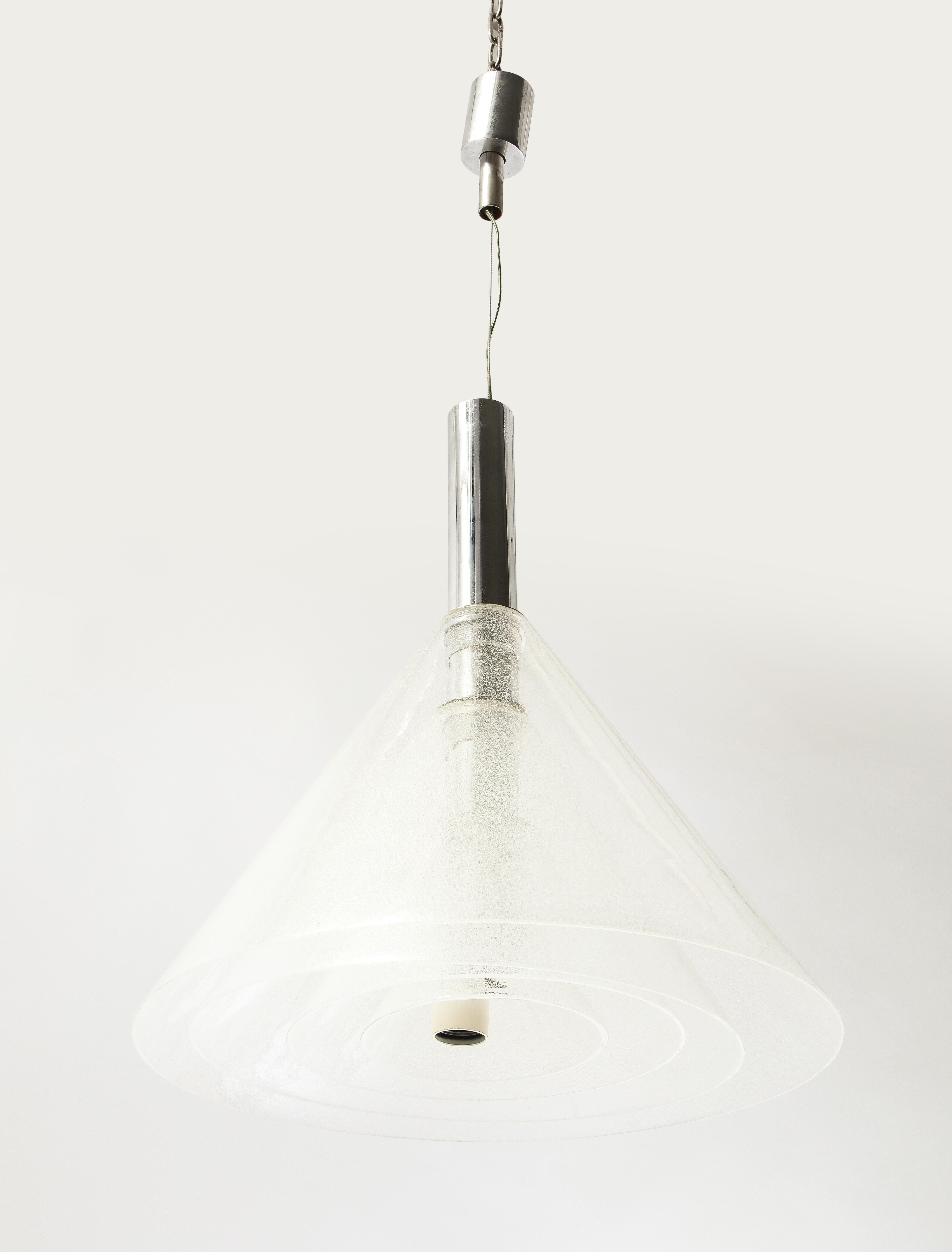 Alberto Nason Murano Glass Layered Concentric Cone Pendant, Italy 1970's For Sale 2