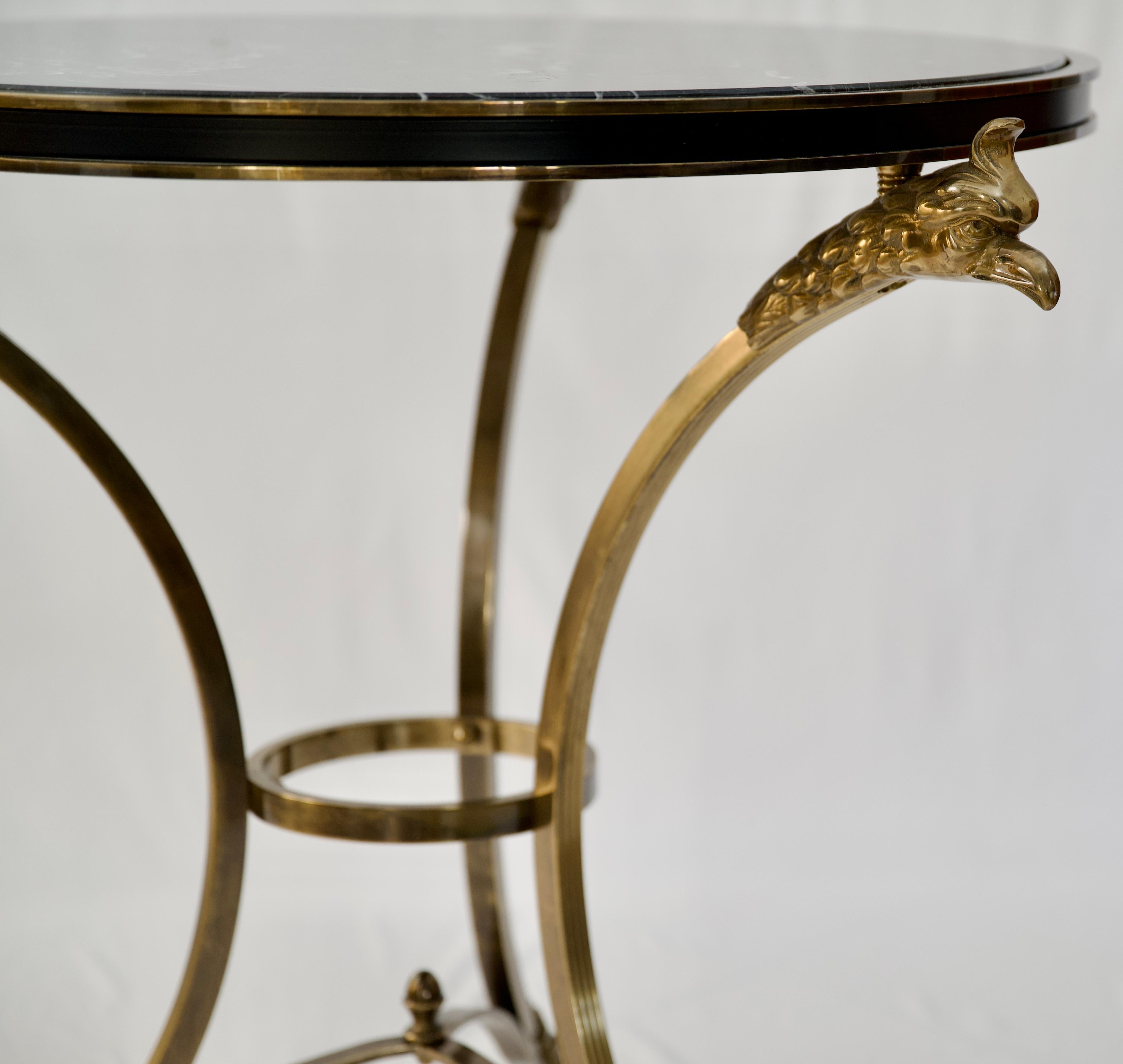 Neoclassical Alberto Orlandi Pair of Gueridon Tables or Black Marble Top Side Tables 