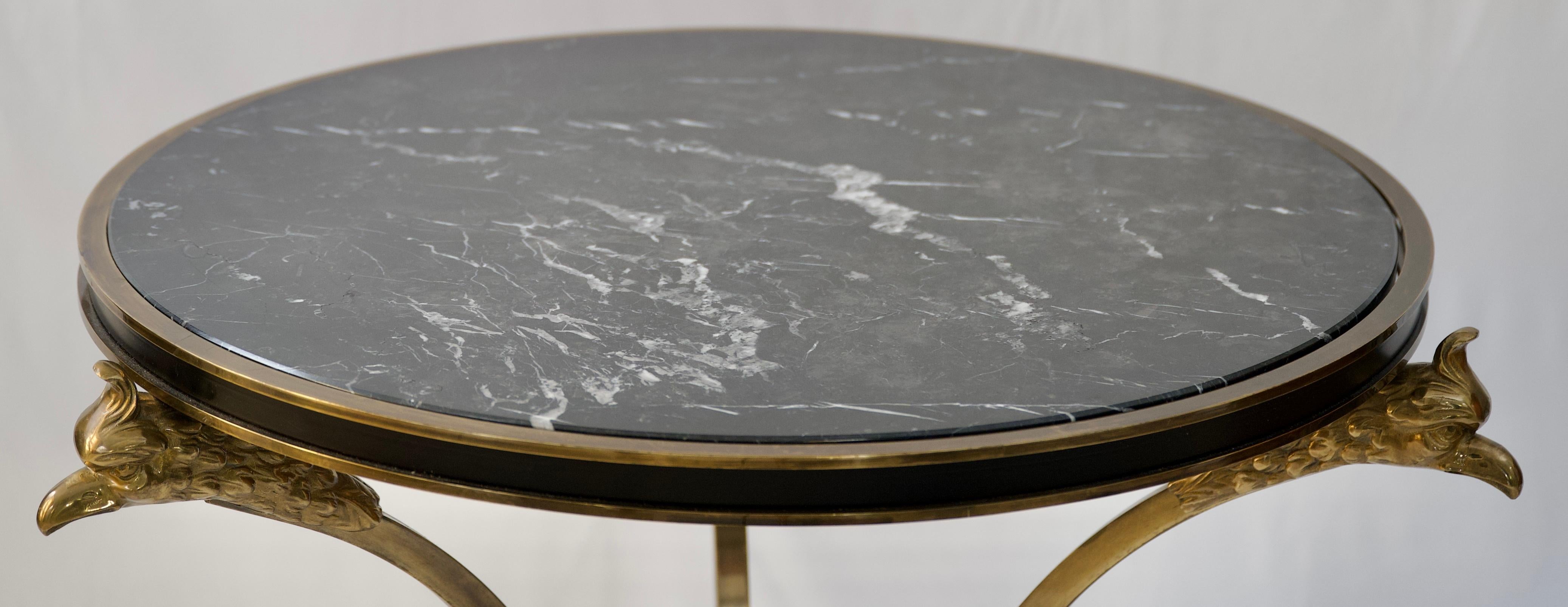 20th Century Alberto Orlandi Pair of Gueridon Tables or Black Marble Top Side Tables 
