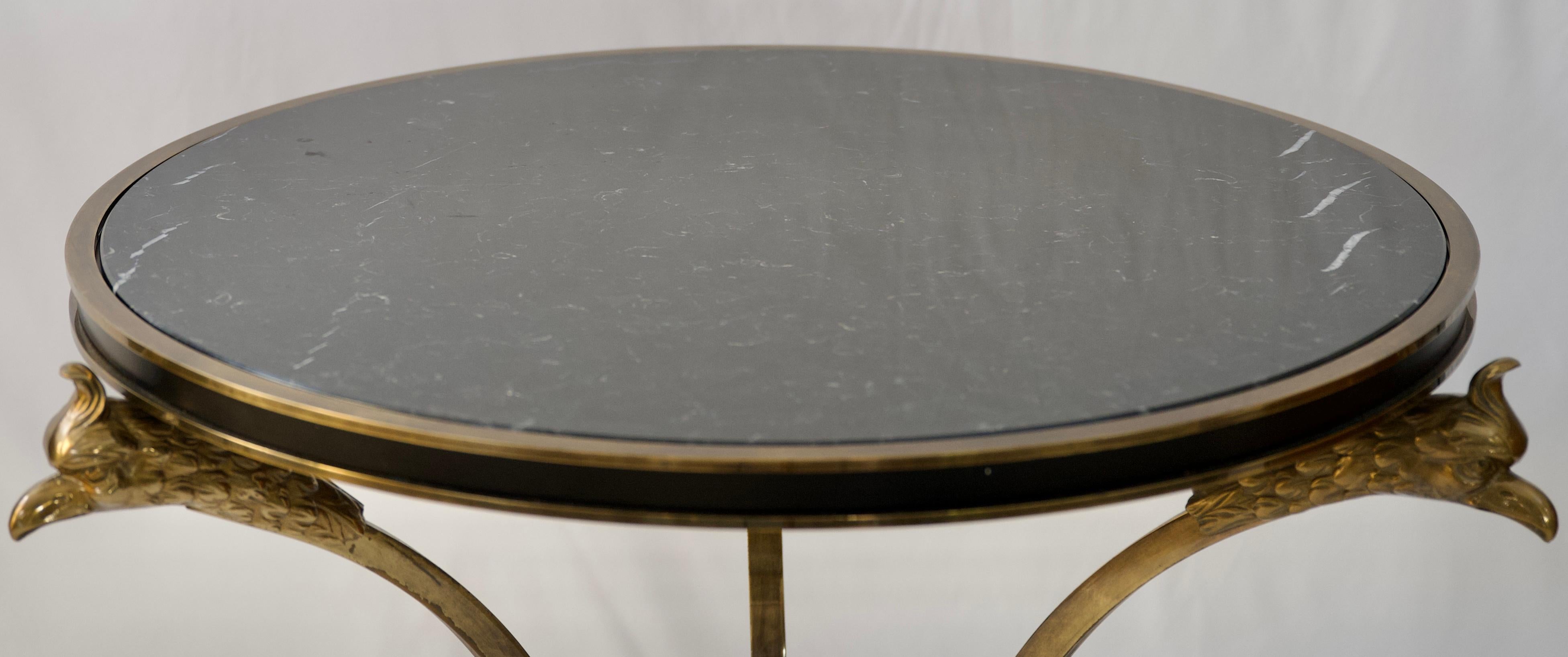 Bronze Alberto Orlandi Pair of Gueridon Tables or Black Marble Top Side Tables 