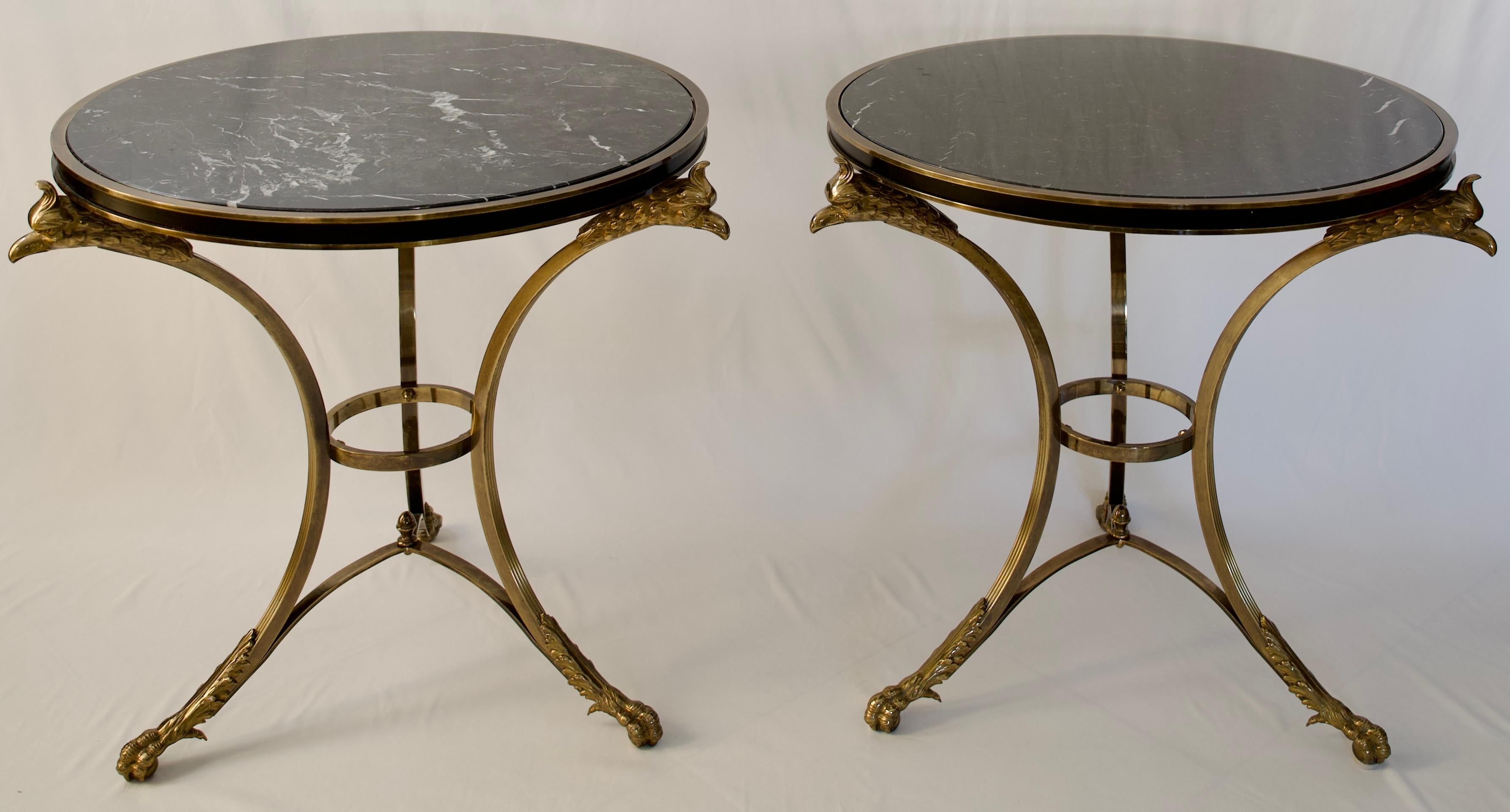 Alberto Orlandi Pair of Gueridon Tables or Black Marble Top Side Tables  1