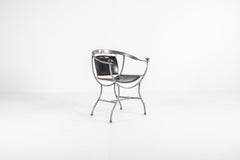 Alberto Orlandi Pompei Armchair in Steel, Bronze and Black Leather