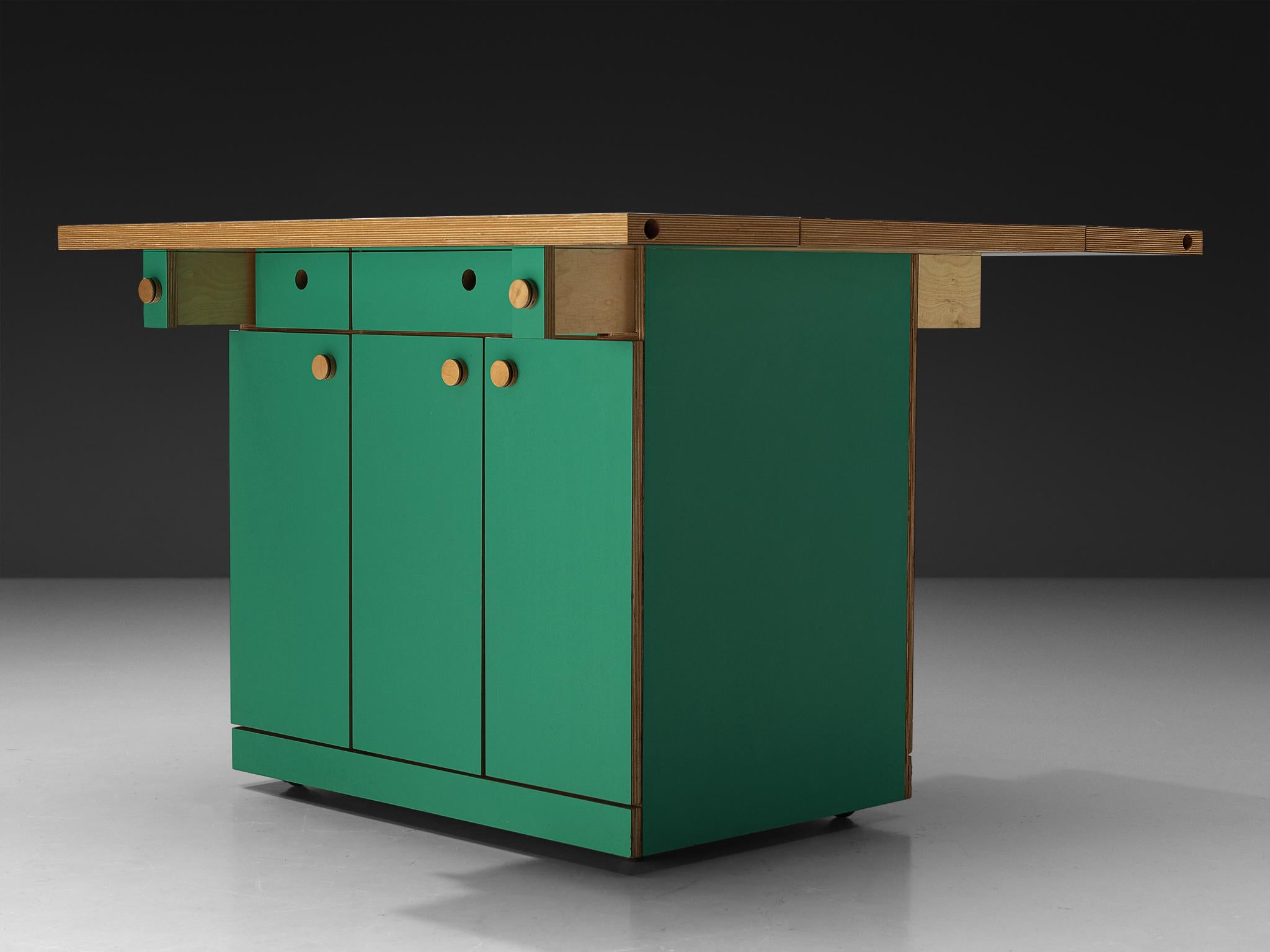 Alberto Paoli Drop-leaf Kitchen Island or Worktable For Sale 3