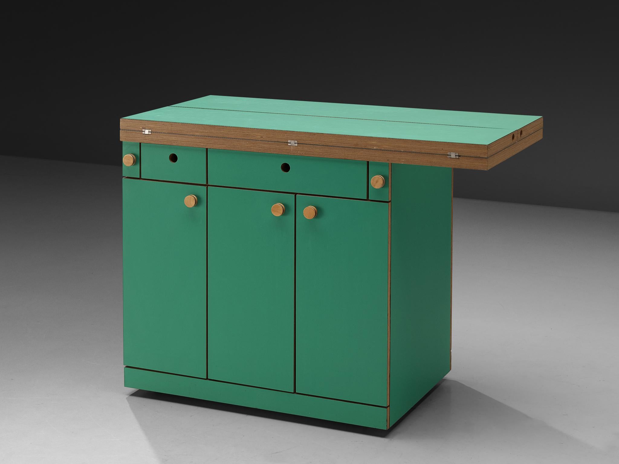 Post-Modern Alberto Paoli Drop-leaf Kitchen Island or Worktable For Sale