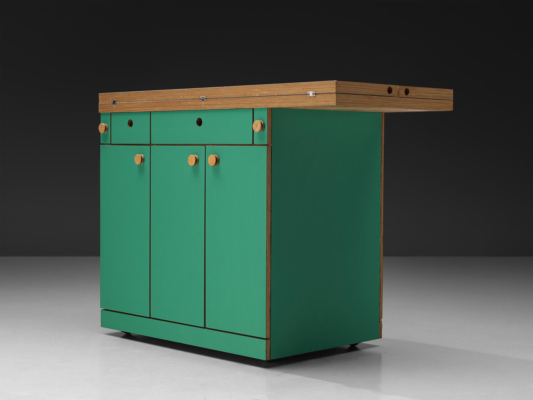 Alberto Paoli Drop-leaf Kitchen Island or Worktable In Good Condition For Sale In Waalwijk, NL