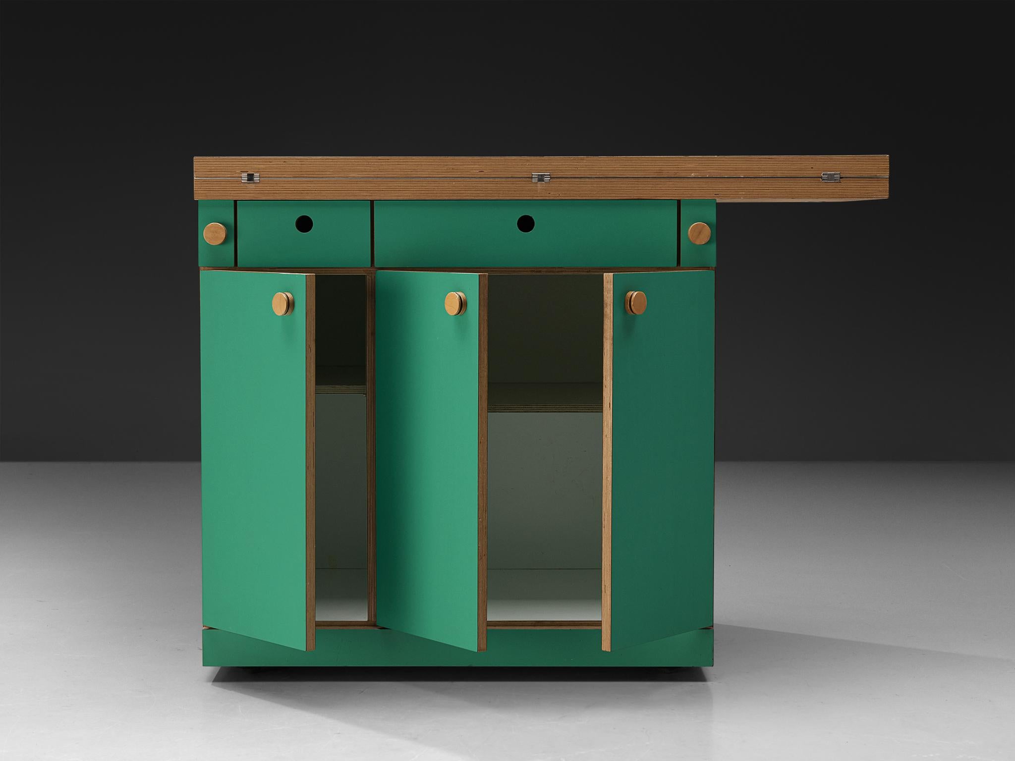 Late 20th Century Alberto Paoli Drop-leaf Kitchen Island or Worktable For Sale