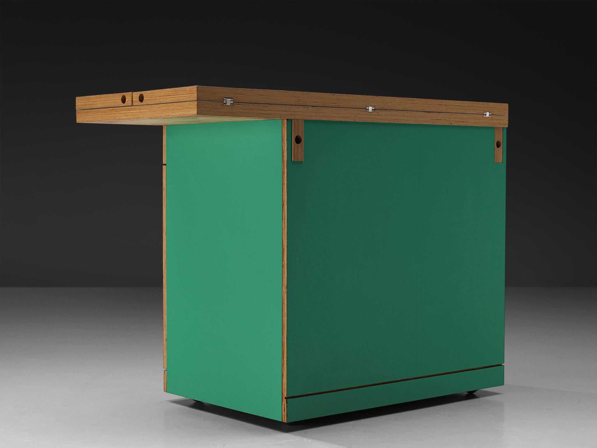 Laminate Alberto Paoli Drop-leaf Kitchen Island or Worktable For Sale