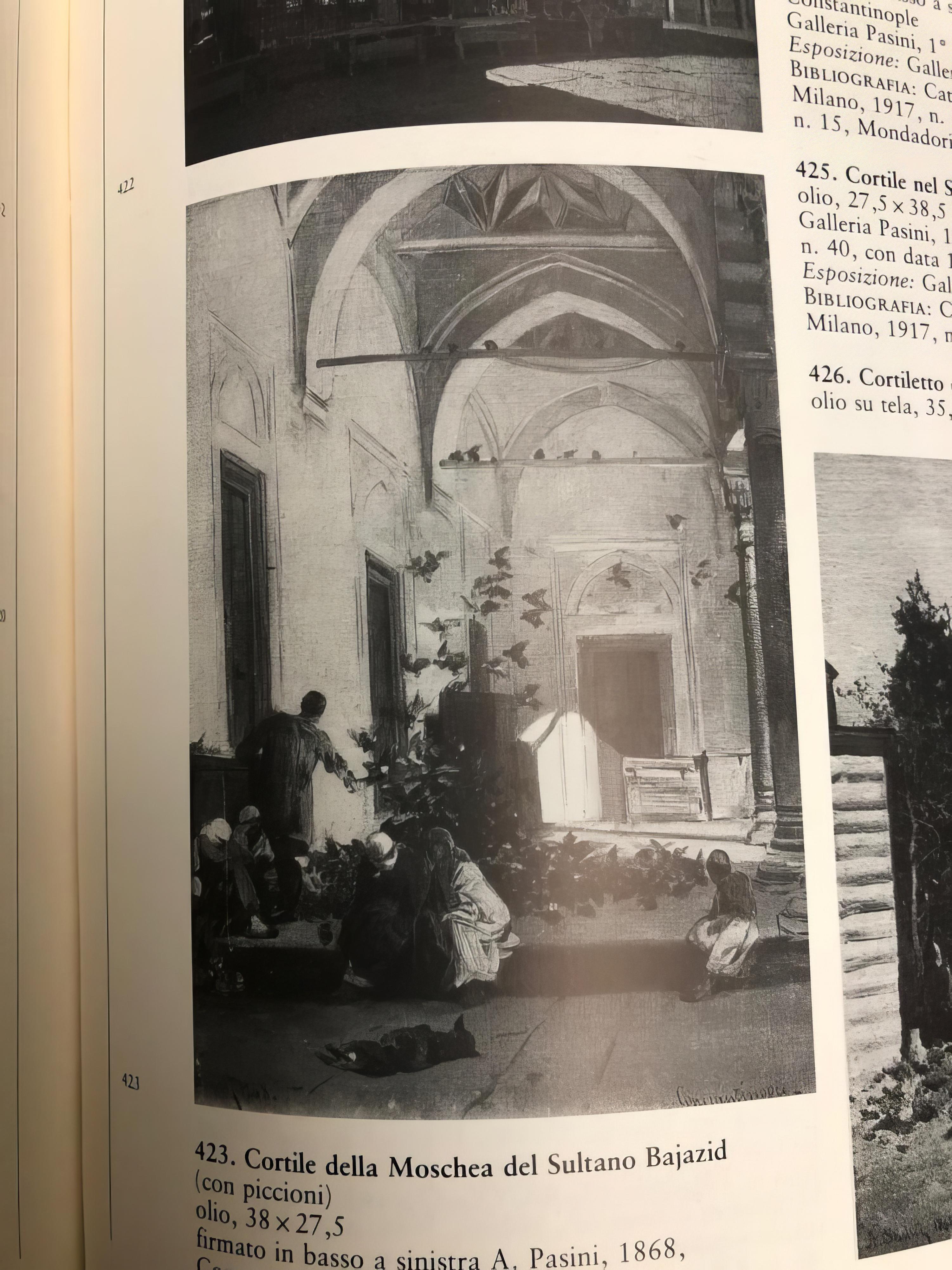 Orientalista. Patio de la Mezquita del Sultán Bajazid (1868) - Painting Romántico de Alberto Pasini