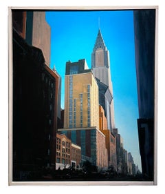 Edificio Chrysler, Paisaje urbano de NYC, Óleo original sobre lienzo