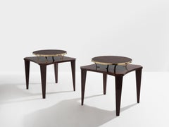 Alberto Pinto pair of wengé and brass side tables 1990s