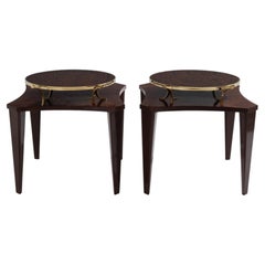 Alberto Pinto pair of wengé and brass side tables 1990s