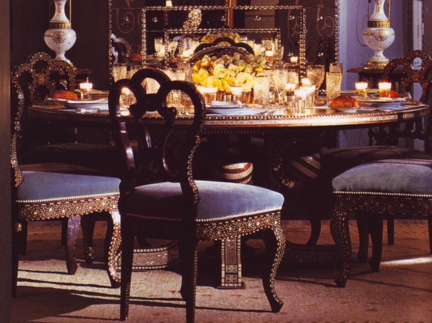 Table centrale/table de salle à manger ronde incrustée de nacre et d'os de style Alberto Pinto  en vente 6